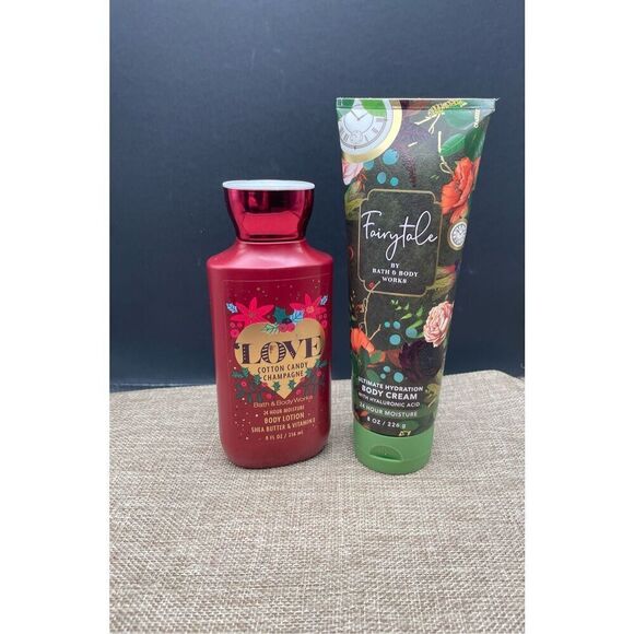 New Bath and Body Works Bundle Love Cotton Candy Body Lotion and Fairytale Body - Picture 1 of 7